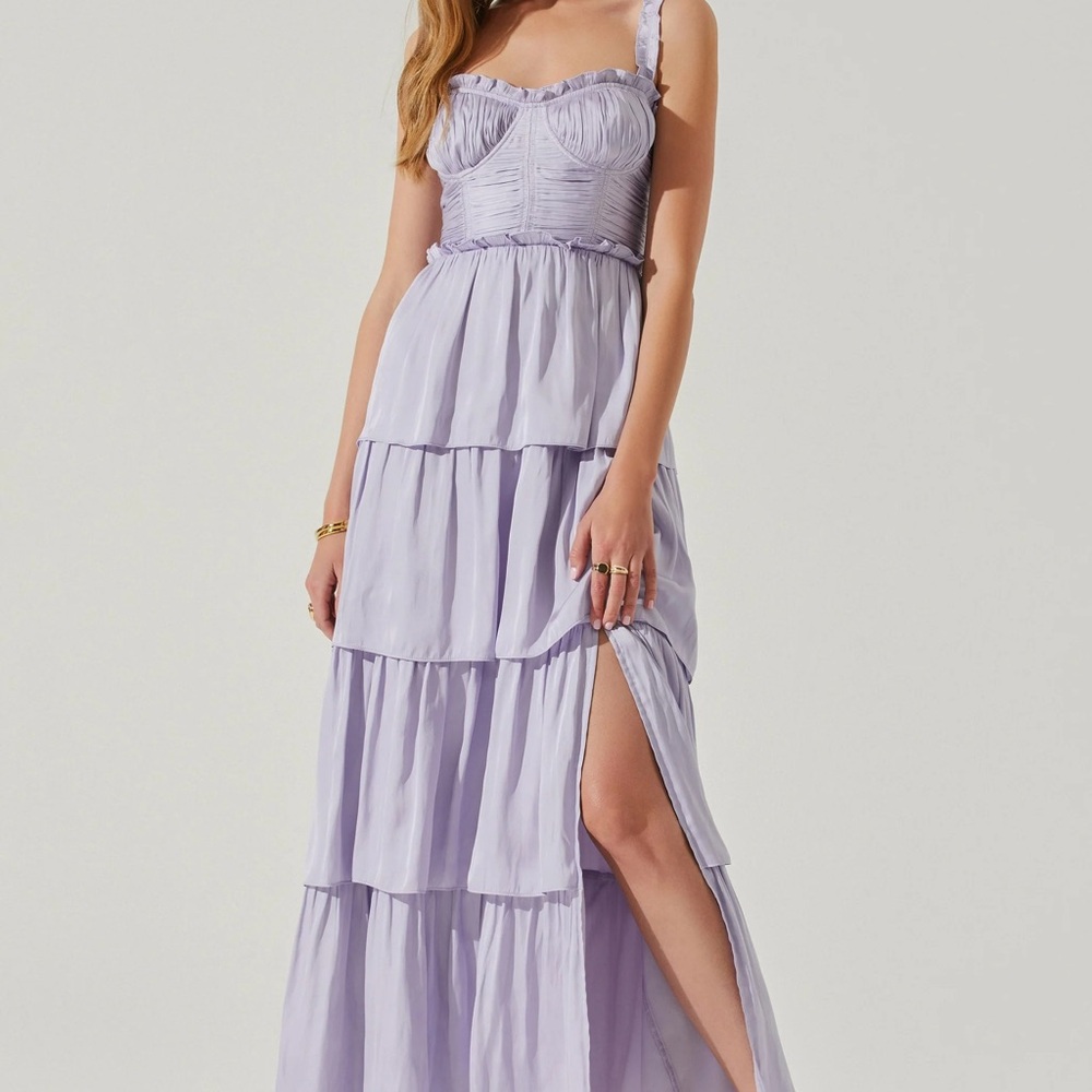 Astr Purple Tiered Maxi Dress for Prom